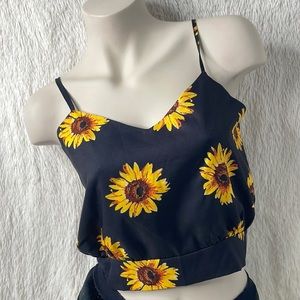 Tank Top Black With Sunflowers